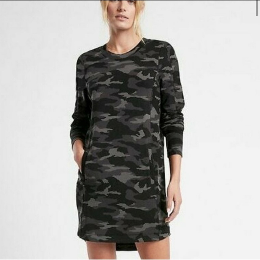 ATHLETA Balance Dress Small S Camo Lux Black  #982685 SOFT Casual Pockets